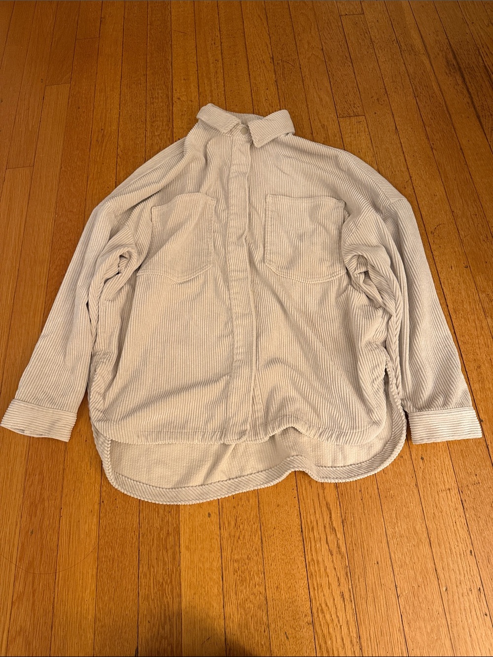 Zara Light Beige Corduroy Button-Front Shacket